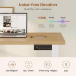 SEDETA Farmhouse L Shaped Standing Desk, 70.1" x 73.2" Height Adjustable Home Office Executive Desk with Drawers, Power Outlet, Monitor Stand, Sit Stand Table with Led Lights for Home Office, Oak - Image 10