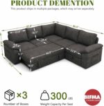 85 Inch Modular Sectional Sofa with Pull Out Bed,L Shaped 5 Seat Sectional Sleeper Sofa with Storage,Sectional Couches for Living Room,Cloud Modular Couch,Removable Sofa Cover, Dark Grey - Image 4