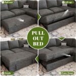 85 Inch Modular Sectional Sofa with Pull Out Bed,L Shaped 5 Seat Sectional Sleeper Sofa with Storage,Sectional Couches for Living Room,Cloud Modular Couch,Removable Sofa Cover, Dark Grey - Image 8