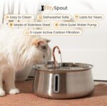 KittySpout Stainless Steel Cat Water Fountain Automatic Drinking Fountain, Quiet Circulating Water Bowl, Dishwasher Safe, Indoor Pet Fountain for Hydrated Healthy Cats (Stainless Steel, 4L Corded) - Image 5