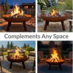 Sunnydaze Cast Iron Heavy Duty Fire Pit for Outside - Wood Burning Outdoor Fire Pit Bowl with Handles for Patio, Backyard, Camping - 34" - Rust - Image 5