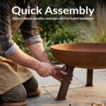Sunnydaze Cast Iron Heavy Duty Fire Pit for Outside - Wood Burning Outdoor Fire Pit Bowl with Handles for Patio, Backyard, Camping - 34" - Rust - Image 6