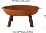 Sunnydaze Cast Iron Heavy Duty Fire Pit for Outside - Wood Burning Outdoor Fire Pit Bowl with Handles for Patio, Backyard, Camping - 34" - Rust - Image 7