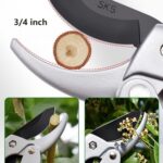 garden shears, Japanese scissors gardening tools, plant pruners for flower, rose, stem, fruit tree, florist cut fresh floral clippers, sharp pruning snips (Silver - 2 pack, 2) - Image 4
