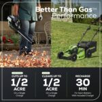 Greenworks 80V 21” Brushless (Push) Cordless Electric Lawn Mower + (500 CFM) Axial Leaf Blower (75+ Compatible Tools), (2) 2.0Ah Batteries and 30 Minute Rapid Charger - Image 5