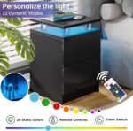 4-Piece Modern Living Room Table Set, Includes High Gloss 70" Fireplace TV Stand, 47" LED Coffee Table and 15" End Tables Set of 2 with Storage Drawers, Black - Image 9