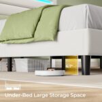 Rolanstar Twin Size Bed Frame, Storage Headboard with Charging Station and LED Lights, Upholstered Bed with Heavy Duty Wood Slats, No Box Spring Needed, Noise Free, Easy Assembly, White - Image 8