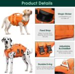 Kuoser Dog Life Jacket High Flotation, Reflective Dogs Life Vest for Swimming Boating, Adjustable Small Medium Large Dog lifejacket, Lightweight Dogs Life Preserver Rescue Handle Spring Summer Pool - Image 4