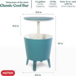 Keter Modern Cool Bar Outdoor Patio Furniture and Hot Tub Side Table with 7.5 Gallon Beer and Wine Cooler, Teal - Image 4