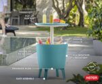 Keter Modern Cool Bar Outdoor Patio Furniture and Hot Tub Side Table with 7.5 Gallon Beer and Wine Cooler, Teal - Image 6