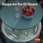 Keter Modern Cool Bar Outdoor Patio Furniture and Hot Tub Side Table with 7.5 Gallon Beer and Wine Cooler, Teal - Image 8
