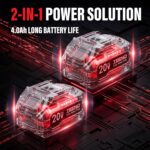 TEENO 20V MAX Brushless Power Tool Combo Kit, 9-in-1 Cordless Interchangeable Multi-Tool Set (Drill, Impact, Grinder, Sander, Circular, Chain & Reciprocating Saws, Blower, Washer), 2x 4.0Ah Batteries - Image 5