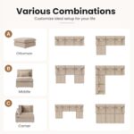 Could Couch Modular Sectional Sofa with Ottoman,Down Filled 120inch V Shaped Couch,Convertible Sofa Bed Living Room Set,6 Seat Sleeper Couched Bed, Cover Washable and Replaceable - Image 9