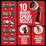 Best 150 ft Metal Garden Hose Set - No-Kink Durable 316 Stainless Steel, 10-Way Zync Spray Nozzle & Hook – Tough Flexible Heavy Duty Water Hoses, 5/8 in, Rust, Weather, LeakProof - Image 5