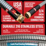 Best 150 ft Metal Garden Hose Set - No-Kink Durable 316 Stainless Steel, 10-Way Zync Spray Nozzle & Hook – Tough Flexible Heavy Duty Water Hoses, 5/8 in, Rust, Weather, LeakProof - Image 7