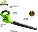 Greenworks 40V 20" Cordless Lawn Mower (Push), Axial Leaf Blower (500 CFM / 120 MPH),12" String Trimmer with 2 Batteries(5Ah+2Ah) and Chargers - Image 4