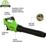 Greenworks 40V 20" Cordless Lawn Mower (Push), Axial Leaf Blower (500 CFM / 120 MPH),12" String Trimmer with 2 Batteries(5Ah+2Ah) and Chargers - Image 5