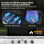 Electactic 4-Burner Gas Grill with Side Burner,Stainless Steel Propane Grill with Porcelain-Enameled Grills,Built-In Thermometer,42000BTU BBQ Grill for Outdoor Cooking and Patio Barbecues - Image 5