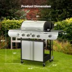 Electactic 4-Burner Gas Grill with Side Burner,Stainless Steel Propane Grill with Porcelain-Enameled Grills,Built-In Thermometer,42000BTU BBQ Grill for Outdoor Cooking and Patio Barbecues - Image 8