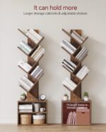 SUNMORY 6 Tier Tree Bookshelf, Small Bookcase with Storage Cabinet, Modern Tall Narrow Bookshelves Organizer, Floor Standing Book Shelf for Bedroom/Living Room/Home Office/Corner, Rustic Brown - Image 5