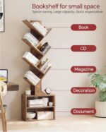 SUNMORY 6 Tier Tree Bookshelf, Small Bookcase with Storage Cabinet, Modern Tall Narrow Bookshelves Organizer, Floor Standing Book Shelf for Bedroom/Living Room/Home Office/Corner, Rustic Brown - Image 8
