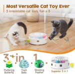 Potaroma Cat Toys 3in1 Automatic Interactive Kitten Toy, Fluttering Butterfly, Moving Feather, Track Balls, Dual Power Supplies, USB Powered, Indoor Exercise Kicker (Bright White) - Image 3