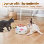 Potaroma Cat Toys 3in1 Automatic Interactive Kitten Toy, Fluttering Butterfly, Moving Feather, Track Balls, Dual Power Supplies, USB Powered, Indoor Exercise Kicker (Bright White) - Image 4