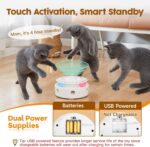 Potaroma Cat Toys 3in1 Automatic Interactive Kitten Toy, Fluttering Butterfly, Moving Feather, Track Balls, Dual Power Supplies, USB Powered, Indoor Exercise Kicker (Bright White) - Image 7