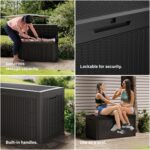 Outdoor Storage Box Waterproof, 200 Gallon Lockable Resin Large Deck Box, Patio Storage Bin for Pool Accessories Cushion Furniture, Garden Tools, UV-Resistant Outside Delivery, Black - Image 7