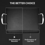 Utheer Cast Iron Griddle, Pre-Seasoned, Nonstick, 17 x 13 in Flat Top | For outdoor grilling, breakfast, camping and tailgating, with grease groove and high sidewalls for easier cleanup - Image 7