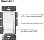 Lutron Diva LED+ Dimmer Light Switch for Dimmable LED, 150 Watt, Single-Pole or 3-Way, DVCL-153P-WH, White - Image 9