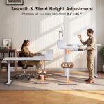 OffiGo 59 Inch L Shaped Electric Standing Desk with Drawers, Height Adjustable Corner Computer Desk with Keyboard Tray & Monitor Stand, Stand Up Table for Home Office Workstation, White - Image 6