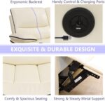 Leather Power Recliner Sofa Set, Living Room Furniture Sets, Reclining Sofa, Loveseat and Chair with Cup Holders/Storage, Breathing Leather Couch Funiture for Living Room, 3+2+1, Cream White#2 - Image 5