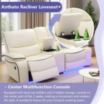Leather Power Recliner Sofa Set, Living Room Furniture Sets, Reclining Sofa, Loveseat and Chair with Cup Holders/Storage, Breathing Leather Couch Funiture for Living Room, 3+2+1, Cream White#2 - Image 6