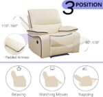 Leather Power Recliner Sofa Set, Living Room Furniture Sets, Reclining Sofa, Loveseat and Chair with Cup Holders/Storage, Breathing Leather Couch Funiture for Living Room, 3+2+1, Cream White#2 - Image 7