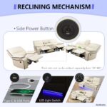 Leather Power Recliner Sofa Set, Living Room Furniture Sets, Reclining Sofa, Loveseat and Chair with Cup Holders/Storage, Breathing Leather Couch Funiture for Living Room, 3+2+1, Cream White#2 - Image 8