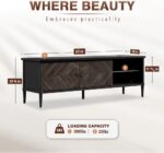 Howizz Lenia Solid Acacia Wood TV Stand for TVs up to 70 Inch, Modern Farmhouse Mid Century Media TV Console, Entertainment Center with Storage & Cabinets for Living Room, Mocha Black Finish - Image 3