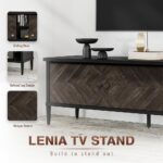 Howizz Lenia Solid Acacia Wood TV Stand for TVs up to 70 Inch, Modern Farmhouse Mid Century Media TV Console, Entertainment Center with Storage & Cabinets for Living Room, Mocha Black Finish - Image 4