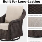 5 Piece Patio Wicker Conversation Set, All-Weather Use Outdoor Wicker Loveseat with 2 PE Rattan Ottomans,2 Swivel Chair, Ideal for Porch, Backyard, Balcony, Poolside, Beige - Image 5