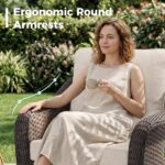 5 Piece Patio Wicker Conversation Set, All-Weather Use Outdoor Wicker Loveseat with 2 PE Rattan Ottomans,2 Swivel Chair, Ideal for Porch, Backyard, Balcony, Poolside, Beige - Image 7
