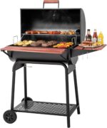 Royal Gourmet CC1830V 30 Barrel Charcoal Grill with Wood-Painted Side Front Table, 627 Square Inches Cooking Space, for Outdoor Backyard, Patio and Parties, Black - Image 3
