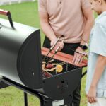 Royal Gourmet CC1830V 30 Barrel Charcoal Grill with Wood-Painted Side Front Table, 627 Square Inches Cooking Space, for Outdoor Backyard, Patio and Parties, Black - Image 4