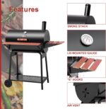 Royal Gourmet CC1830V 30 Barrel Charcoal Grill with Wood-Painted Side Front Table, 627 Square Inches Cooking Space, for Outdoor Backyard, Patio and Parties, Black - Image 7
