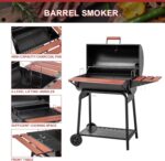 Royal Gourmet CC1830V 30 Barrel Charcoal Grill with Wood-Painted Side Front Table, 627 Square Inches Cooking Space, for Outdoor Backyard, Patio and Parties, Black - Image 8