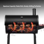 Royal Gourmet CC1830V 30 Barrel Charcoal Grill with Wood-Painted Side Front Table, 627 Square Inches Cooking Space, for Outdoor Backyard, Patio and Parties, Black - Image 9
