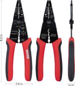 WGGE WG-015 Professional 8-inch Wire Stripper/Crimping Tool, Cable Cutter/Crimper, Wiring and Multi-Function Hand Tool, Red With Black - Image 3