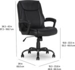 Amazon Basics Classic Puresoft PU Padded Mid-Back Office Desk Chair with Armrest, Easy Assembly, Sturdy Metal Base, Wheels, 275lb Support, 26"D x 23.75"W x 42"H, Black - Image 4