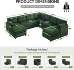 110" Sectional Couches with Double Chaises, Comfy Deep Dual-Layer Cushion Couch, 9 Seater Oversize Couch, Modern Modular Sofa, Corduroy Sofas for Living Room, Apartment, Green - Image 3