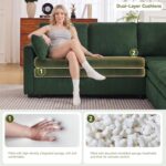 110" Sectional Couches with Double Chaises, Comfy Deep Dual-Layer Cushion Couch, 9 Seater Oversize Couch, Modern Modular Sofa, Corduroy Sofas for Living Room, Apartment, Green - Image 5