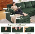110" Sectional Couches with Double Chaises, Comfy Deep Dual-Layer Cushion Couch, 9 Seater Oversize Couch, Modern Modular Sofa, Corduroy Sofas for Living Room, Apartment, Green - Image 6